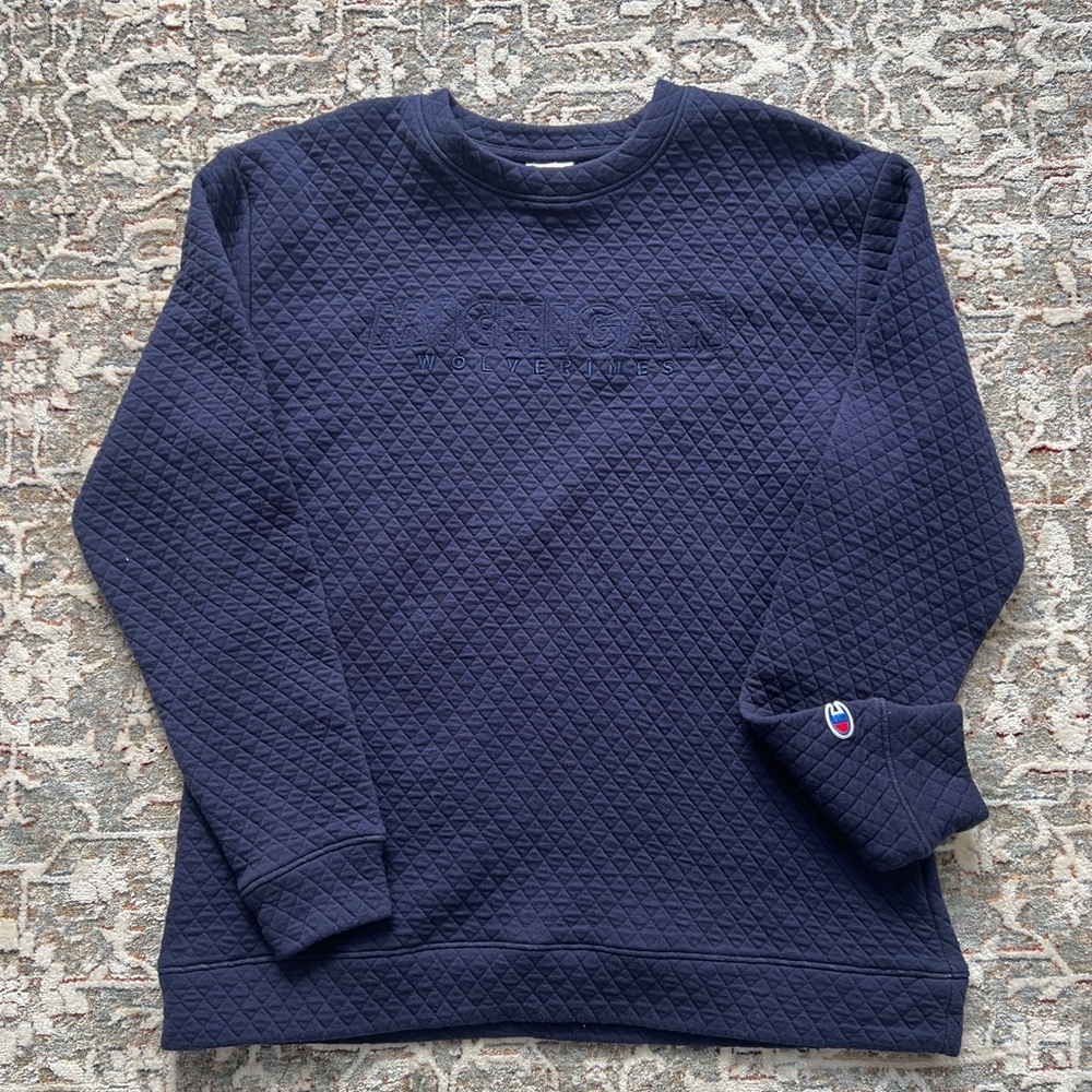 Champion Men's Michigan Quilted Crewneck Sweater